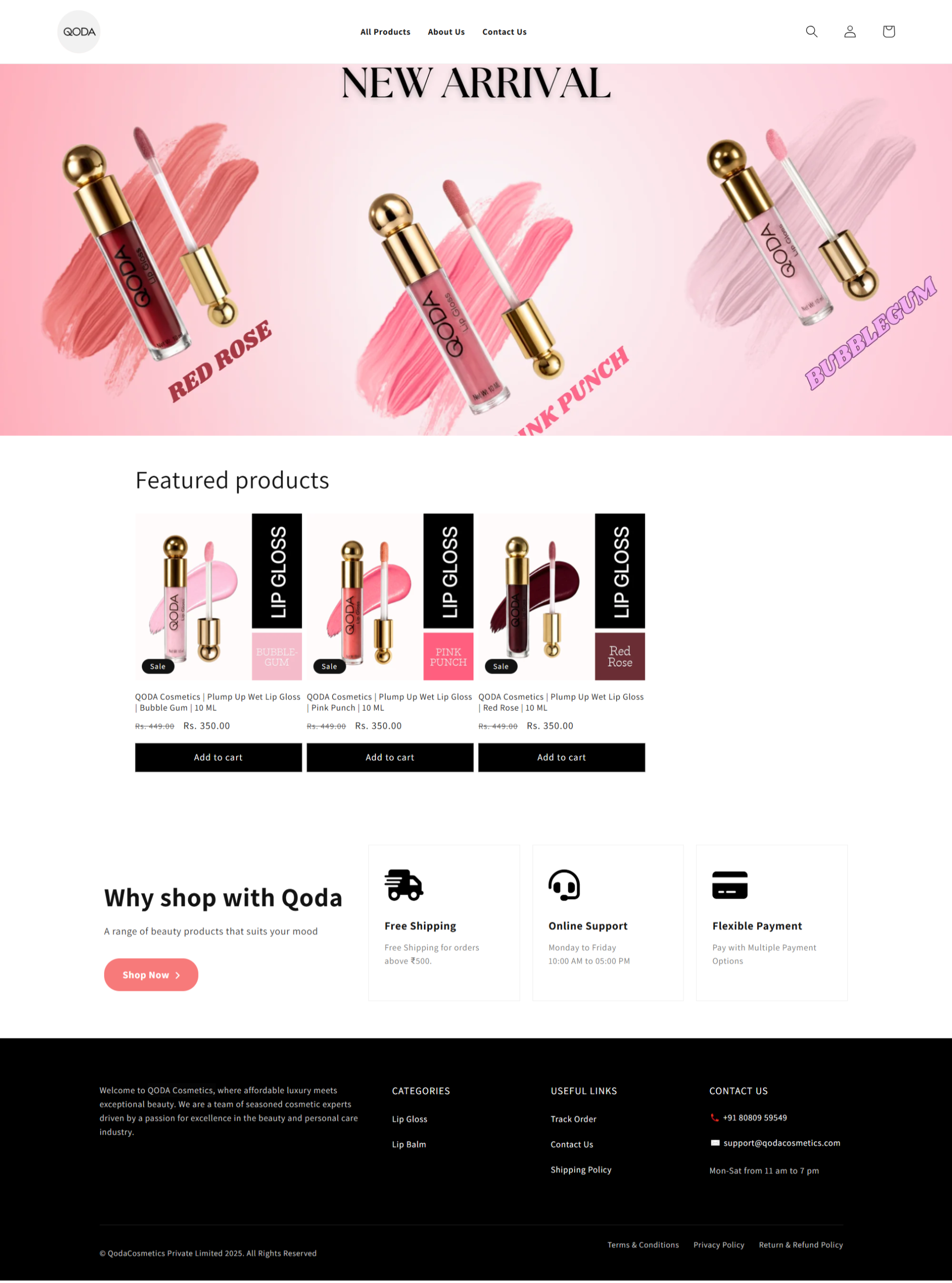 QODA Cosmetics Website